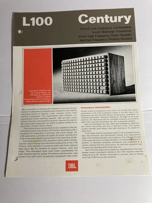 JBL L100 世纪扬声器信息页广告 — 第 1/2 张图片
