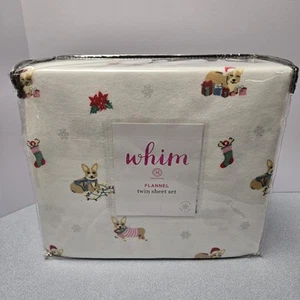 Whim Martha Stewart Collection Flannel Cotton 3-Pc. Holiday Corgi Twin Sheet Set - Picture 1 of 3