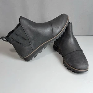 Sorel Harlow Leather Chelsea Ankle Boots Sawtooth Black Womens Sz 8.5 NL8336-010 - Picture 1 of 24