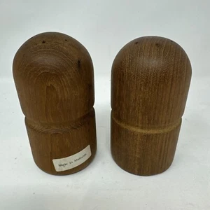 Vintage MCM Teak Salt & Pepper Shaker Made In Malaysia - Picture 1 of 6