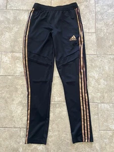 Girls Large 13-14y Adidas 3 Stripe Joggers Black Rose Gold - Picture 1 of 4