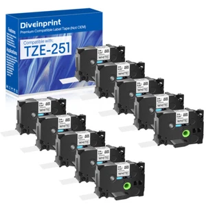 10PK Compatible for Brother PT-2700 7600 TZ TZe-251 Label Cassette Tape 24mmx8m - Picture 1 of 10