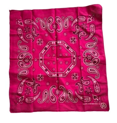 Pañuelo Paisley Bandana Vintage 100% Algodón Rosa RN 13962 América EE. UU. Foto 1 de 3