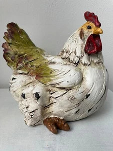 Hand Carved Painted Wooden Chicken hen sitting Country Kitchen Farmhouse decor - Picture 1 of 9