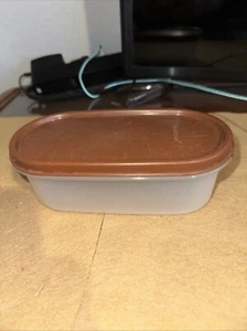 Vintage Tupperware 1611 2 Cup Oval Bowl Modular Mates #1 Container And Brown Lid - Picture 1 of 4