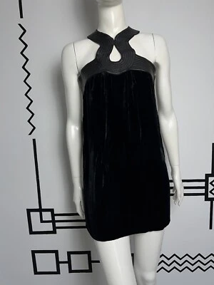 Jean Paul Gaultier Women's Mini Dress Velvet/Leather Size US 6 It 40 - Image 1 of 4