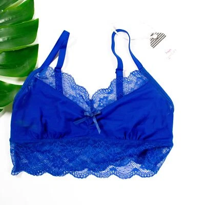 New Freya Fancies Bralette Bra Size Small Cobalt Blue Unlined Lace No Wire NWT - Image 1 of 4