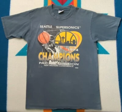 Camisa De Colección Seattle Supersonics 1994 Campeones de la Conferencia Oeste Hecha en EE. UU. Grande Foto 1 de 4