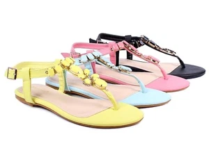 4 Color Summer Flowers Shape Slip On Rhinestone Slingback Womens Sandals Flats - Picture 1 of 9