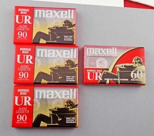 4 Tapes Maxell UR90 (3), UR60 (1) Audio Kassetten Normal Bias UR Factory Sealed - Bild 1 von 4