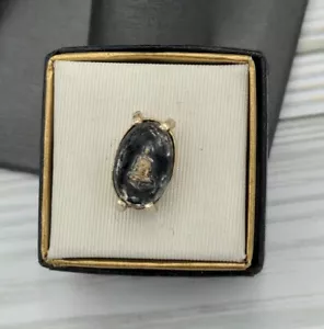 Vintage Buddha Glass Tie Tack Pin 1960's By Swank, In Box - Picture 1 of 7