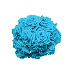 20x Cian/Azul 7 cm Espuma Flores Tallos de Rosa Artificial Boda Novia Ramo - Imagen 1 de 1