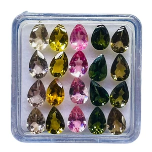 VVS 20 Pcs Natural Tourmaline 6x4mm Pear Cut Loose Untreated Gemstones 7.34 Cts - Picture 1 of 8