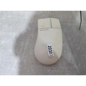 Vintage Microsoft Serial 2.0A Mechanical Mouse Beige Wired 2-Button Ergonomic - Picture 1 of 10