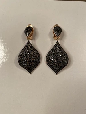 Pendientes colgantes LATELITA Arabian Nights negro/oro rosa con clip - Nuevos - PVP £275 Foto 1 de 4