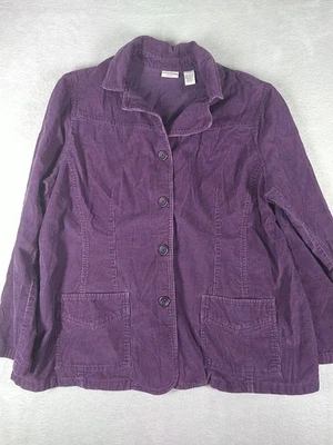 Chaqueta de pana Covington para mujer 22W púrpura botón tareas utilitarias Foto 1 de 4