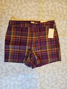 Pantaloncini chino viola a quadri elasticizzati New A New Day donna taglia 8/5" tasche (A4) - Foto 1 di 2