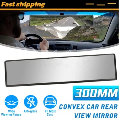 Universal Car Rearview Mirror 300MM Anti-glare Rear View Wide Angle Convex Clear - Image 1 of 4