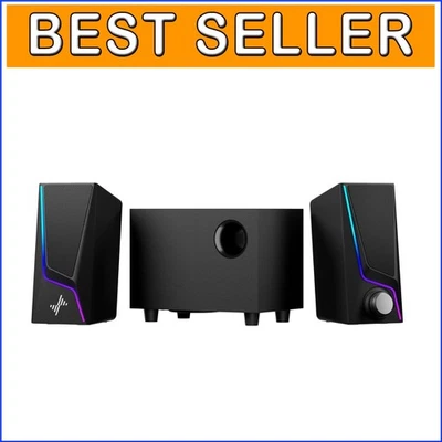 28W USB Powered 2.1 Computer Speakers With Subwoofer & Touch Control Lighting - Image 1 of 4