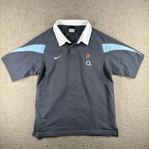 Nike England Rugby Shirt Men's Size Medium Blue Grey Rugby Union O2 Training Top - Picture 1 of 16