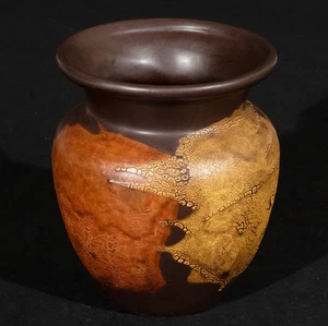 Royal Haeger Earth Wrap Pottery Lava Glaze Orange Yellow Vase Vintage 70s USA 6" - Picture 1 of 6