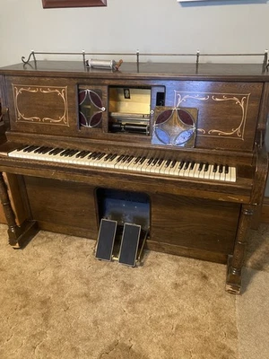 Antique Player Piano:Manual And Electric Pump With Operation Book And Key Tester - Image 1 of 4