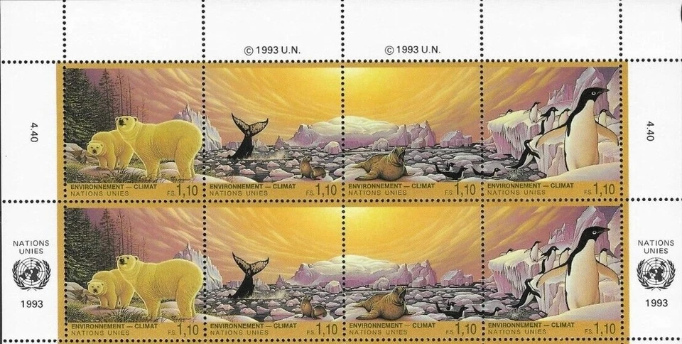 UN Geneva #Mi239-Mi242 MNH 1993 Climate Bear Whale Penguin Seal [Top IB][243a] - Image 1 of 1