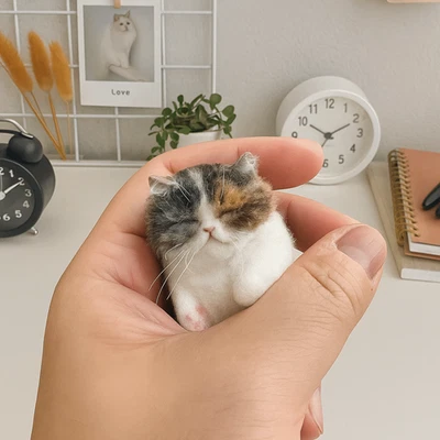 Beginner Friendly Wool Felt Cat Material Bag  Beginner Craft - Image 1 of 4