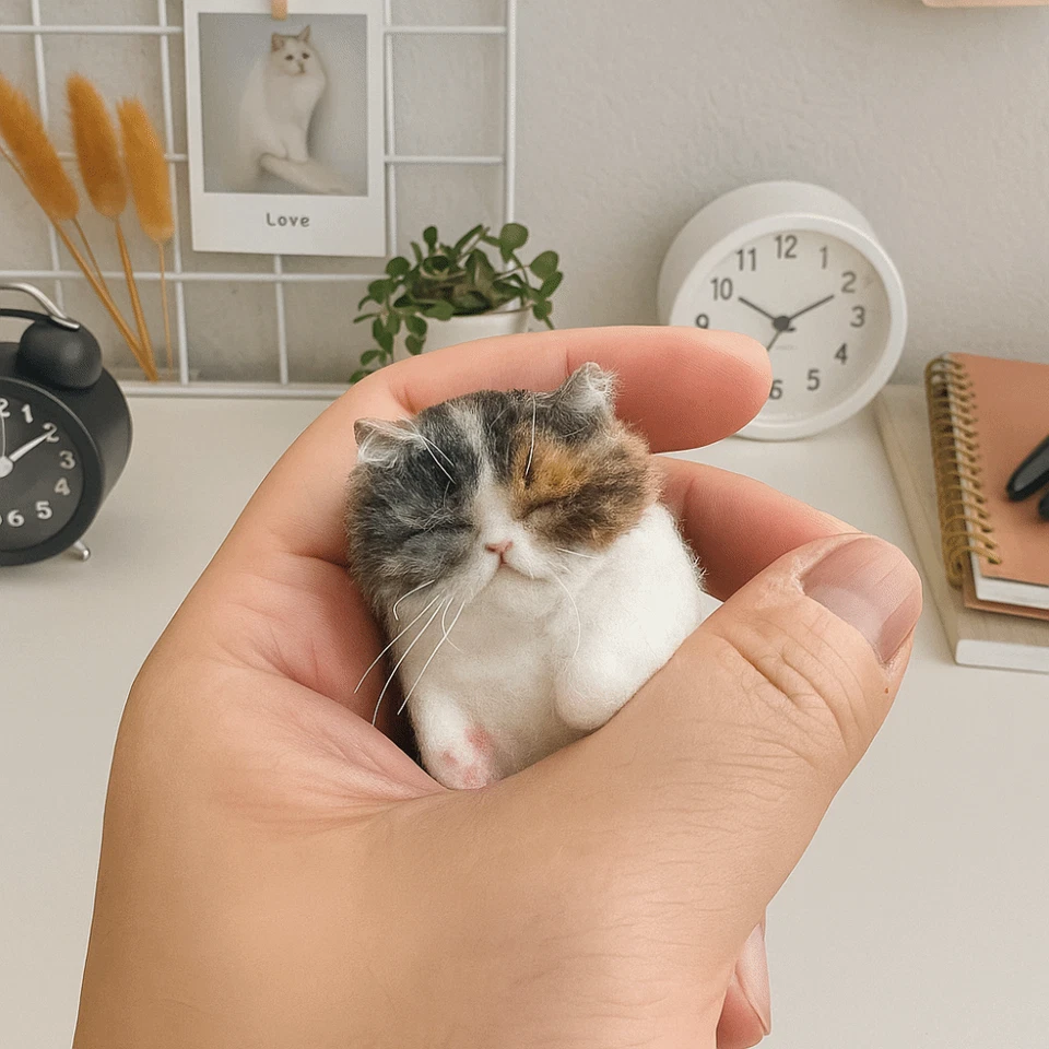 Beginner Friendly Wool Felt Cat Material Bag  Beginner Craft - Image 1 of 4