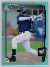 2015 BOWMAN DRAFT #23 MONTE HARRISON CHROME BLUE SKY REFRACTORS BREWERS