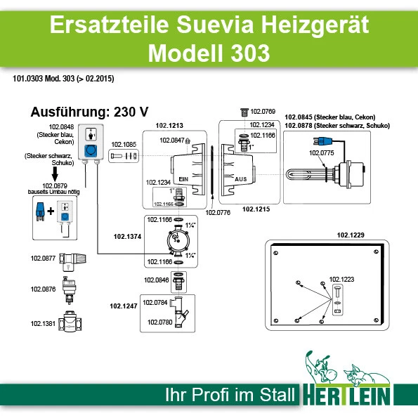 Ersatzteile SUEVIA Heizgerät Modell 303