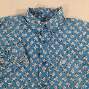 Cinch Shirt Boys XL / 14 Blue Geometric Western Button Down Long Sleeve - Picture 1 of 9