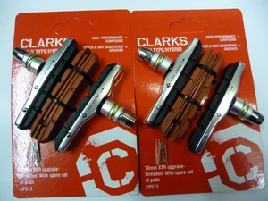 BRAKE BLOCKS 2 Pair Clarks 72mm V-brake Bicycle Shoes Pads MTB Hybrid CPS513 - Picture 1 of 12