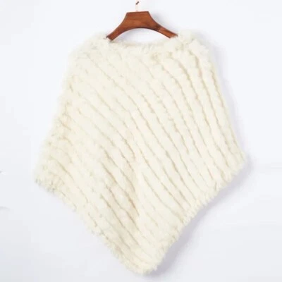Real Farm Rabbit Fur Knitted Poncho Vest Wrap Shawl Lady Party Wholesale Fashion - Image 1 of 4