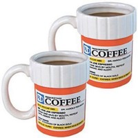 (2) Prescription Mug Pill Bottle Coffee Cup Pharmacy Rx - Medicine Kitchen glass