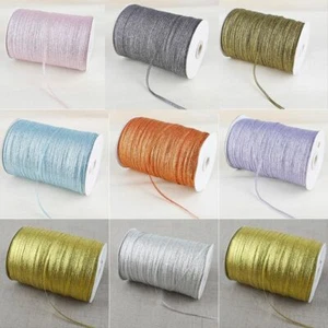 20yards/bag Metallic Glitter Ribbons 3mm Polyester Double Face Ribbon Sewing Cra - Picture 1 of 20