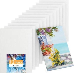 MaxGear Canvases for Painting 5"x7", 12 Pack 5" x 7", Blank White - Picture 1 of 7