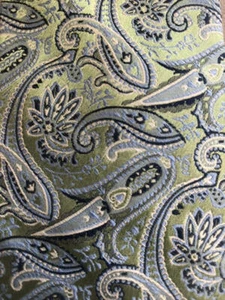STAFFORD  NWOT Green Blue Navy White Paisley Silk  69¼" X 3¼" - Picture 1 of 5