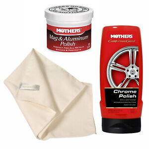 MOTHERS Mag Aluminum & Chrome Polish w/ Cloth Polishing Car Kit California Gold