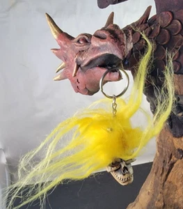 3D Skull Bone Head Keychains motorcycle Guardian gremlin angel biker auto yellow - Picture 1 of 8