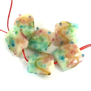 Lámpara de vidrio hecha a mano puntos de color caramelo 6 piezas cuentas de 17 mm (F14)b fabricación de joyas - Imagen 1 de 6