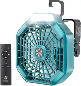 Camping Jobsite Fan For Makita 18V Li-ion Battery Portable with LED Light Remote - Picture 1 of 6