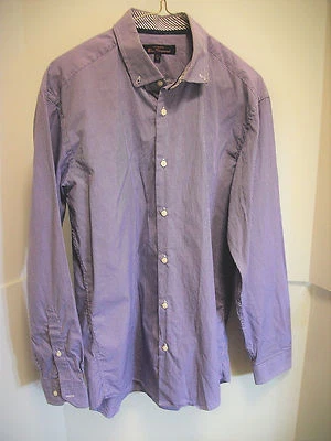 Camisa Ben Sherman PÚRPURA Blanca MEDIANA 15 1/2 32 33 Cuadros con Puños Cuello Rayas Foto 1 de 4