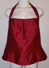 Davids Bridal Burgundy Beaded Halter Top Size 18 Dress Formal Wedding Embroidery