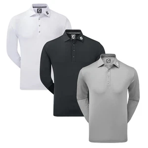 FootJoy Mens Golf Thermocool LS Self Collar Polo Shirt Long Sleeve Button Up - Picture 1 of 5