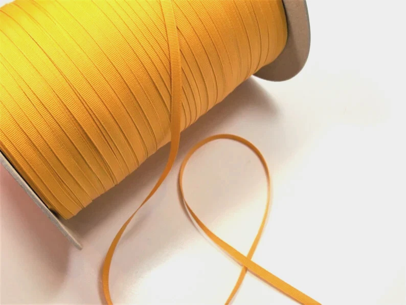 Yellow Grosgrain Ribbon 1/4 inch wide x 10 yards Schiff Gold Polyester B53 - Image 1 of 3