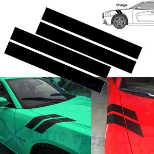 Black Car Hood Fender Stripes Decal Sticker For Dodge Challenger Charger Durango - Picture 1 of 12