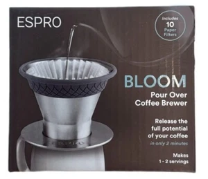 ESPRO - BLOOM Pour Over Coffee Brewer Set - Durable Brushed Stainless Steel-NEW - Picture 1 of 11