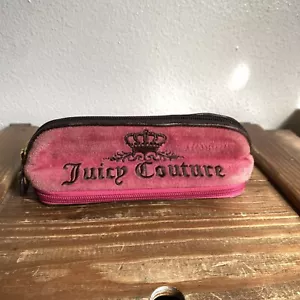 Vintage Y2K Juicy Couture Pencil Make Up Bag Purse Pink Velvet Embroidered RARE - Picture 1 of 6