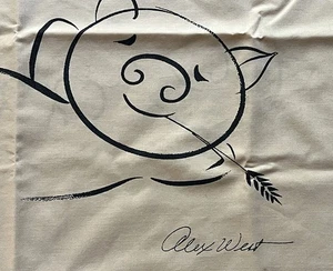 Vintage 1970s Alex West Springmaid FEELIN' GOOD LOUNGING PIG Full Sheet Set - Picture 1 of 9